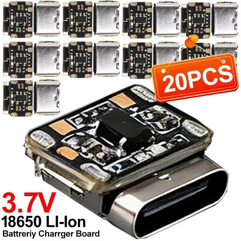 1-20PCS 3.7V 18650 Mini Li-Ion Battery Charging Pad Type C Input Keyboard Power Plate with Protection Converter for Power Bank